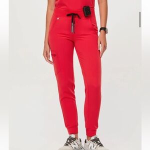 Figs Neon Red Zamora Jogger Scrub Pants